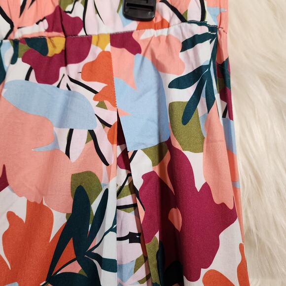 Eloquii NWT bright big floral spring print pleated cotton skirt woman's size 16 - Picture 8 of 9